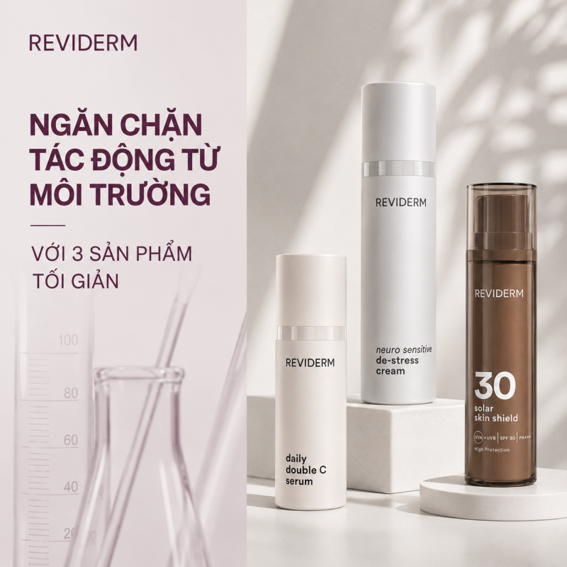 Ngăn chặn yếu tố ảnh hưởng da với bộ 3 Reviderm 